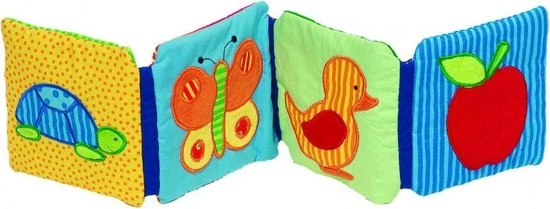 Cause STOFFEN BOEKJE 13x13cm, Met Rammelaar, Pieper En Knisperfolie, In Katoen 3 Cause STOFFEN BOEKJE 13x13cm, Met Rammelaar, Pieper En Knisperfolie, In Katoen