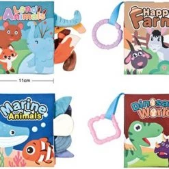 Allerion® Allerion Zachte Boekjes Set – 4 Verschillende – Met Rammelaars En Zachte Onderdelen – Thema Dieren En Dinosaurussen – Ideaal Kraamcadeau -Goedkope muziekmobielen winkel 550x362
