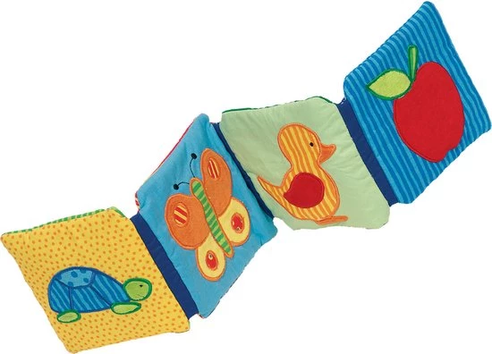 Cause STOFFEN BOEKJE 13x13cm, Met Rammelaar, Pieper En Knisperfolie, In Katoen 4 Cause STOFFEN BOEKJE 13x13cm, Met Rammelaar, Pieper En Knisperfolie, In Katoen - Afbeelding 2