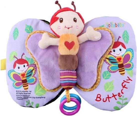 Jollybaby Pluche Baby Speelgoed Vlinder Boekje Met Voelelementen Etc. 3 Jollybaby Pluche Baby Speelgoed Vlinder Boekje Met Voelelementen Etc.