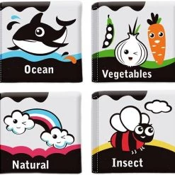 Allerion® Allerion Zachte Boekjes Set Mini – 4 Verschillende – Foam Boekjes – Diverse Thema’s – Ideaal Kraamcadeau