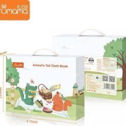 Tumama® Knisperboekje Baby Eerste Jaar “Groen“ Staarten Dieren Voelboekje - Sinterklaas Kerst Cadeau - Educatief Voel Knisper Boek Speelgoed -Goedkope muziekmobielen winkel 550x511 1