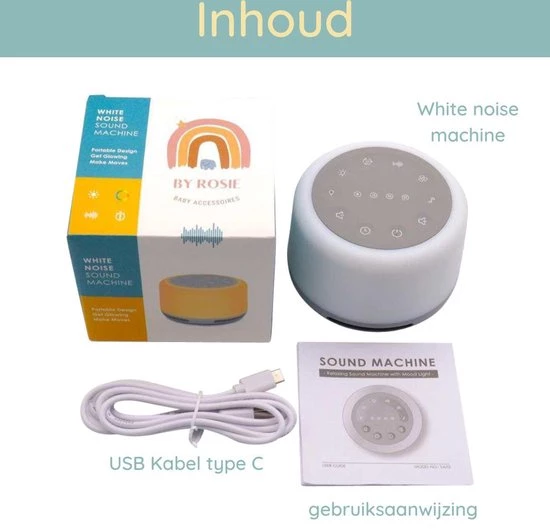 By Rosie White Noise Machine Met Bluetooth - Baby Projector - Slaaptrainer - Witte Ruis Baby - Slaaphulp - Slaap Geluidsmachine - Muziekdoosje - Nachtlamp LED Licht - Timerfunctie 11 By Rosie White Noise Machine Met Bluetooth - Baby Projector - Slaaptrainer - Witte Ruis Baby - Slaaphulp - Slaap Geluidsmachine - Muziekdoosje - Nachtlamp LED Licht - Timerfunctie - Afbeelding 9