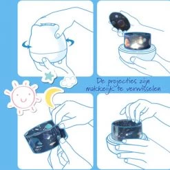 Kamyra® Nachtlampje Kinderen Projector - Sterrenprojector Muziek - Kinderkamer - Baby -6 Projecties-Nachtlamp Draadloos - 120x120x116mm -Goedkope muziekmobielen winkel 550x531 4