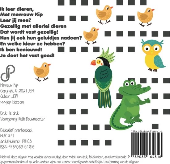 Jacqueline Pieterson Jep-Kids Leer Dieren Met Mevrouw Kip 191103 4 Jacqueline Pieterson Jep-Kids Leer Dieren Met Mevrouw Kip 191103 - Afbeelding 2