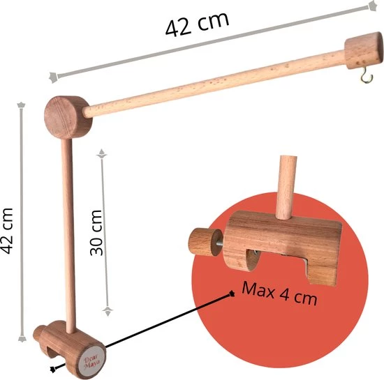 Dearmaya.com - Houten Mobielhouder - Babykamer - Muziekmobiel - 100% Hout - Boxmobiel Standaard - Boxmobiel Houder 5 Dearmaya.com - Houten Mobielhouder - Babykamer - Muziekmobiel - 100% Hout - Boxmobiel Standaard - Boxmobiel Houder - Afbeelding 3