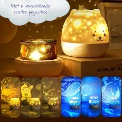 Kamyra® Nachtlampje Kinderen Projector - Sterrenprojector Muziek - Kinderkamer - Baby -6 Projecties-Nachtlamp Draadloos - 120x120x116mm -Goedkope muziekmobielen winkel 550x550 437