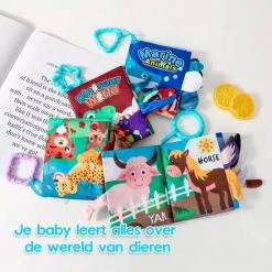 Allerion® Allerion Zachte Boekjes Set – 4 Verschillende – Met Rammelaars En Zachte Onderdelen – Thema Dieren En Dinosaurussen – Ideaal Kraamcadeau -Goedkope muziekmobielen winkel 550x550 65