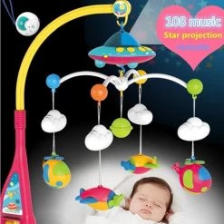 Merkloos Kleurvolle Baby Muziek Mobiel Met Afstandsbediening En Sterren Projector