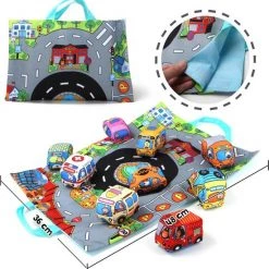 Allerion® Allerion Speelmat Met Autootjes – Opvouwbaar – Met 9 Pluche Autootjes – Inclusief Hengsels – Vanaf 0 Jaar -Goedkope muziekmobielen winkel 550x569