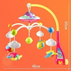 Merkloos Kleurvolle Baby Muziek Mobiel Met Afstandsbediening En Sterren Projector -Goedkope muziekmobielen winkel 550x588