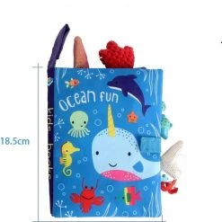 Babysweet 3D Zeedieren Stoffen Boekje - Papiergeluid-babyboekje-cadeau- Babyspullen-baby Speelgoed - Zeedieren -oceaan - Leerzaam -