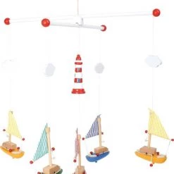 Small Foot Company Houten Mobiel "houten Bootjes En Kleine Vuurtoren"