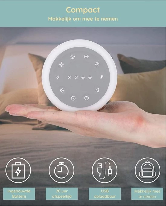 By Rosie White Noise Machine Met Bluetooth - Baby Projector - Slaaptrainer - Witte Ruis Baby - Slaaphulp - Slaap Geluidsmachine - Muziekdoosje - Nachtlamp LED Licht - Timerfunctie 10 By Rosie White Noise Machine Met Bluetooth - Baby Projector - Slaaptrainer - Witte Ruis Baby - Slaaphulp - Slaap Geluidsmachine - Muziekdoosje - Nachtlamp LED Licht - Timerfunctie - Afbeelding 8