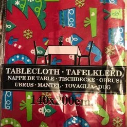 Merkloos Tafelkleed Kerst 140 Cm X 200 Cm Met Kerst Figuren - Afneembaar Kersttafelkleed